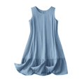 thumbnail image 4 of ASEIDFNSA Women Sleeveless Tank Dress Crew Neck Ruffle Hem Casual Mini Sundress, 4 of 5