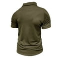 thumbnail image 4 of WREESH Men's Business Casual Henley Shirts Faddish Short Sleeve Turn-Down Collar Button Shirt a Solid Color Pullover for Sophisticated Style Olive Green, 4 of 6