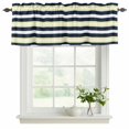 thumbnail image 2 of Yellow Navy Blue Striped Valances for Windows, Decorative Rod Pocket Window Valance Curtains, Neutral Minimalist Lines Short Curtain Drapes for Kitchen/Bathroom/Living Room, 2 Panels, 42" W x 18" L, 2 of 8