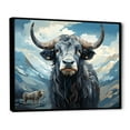 thumbnail image 2 of Designart "Painted Blue And Grey Yaks II" Yaks Floater Framed Wall Art Living Room, 2 of 5