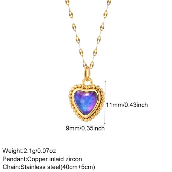 EOEMY Red Love Pendant Necklace For Women Gold Heart Collares Long Stainless Steel-Nk008G2Ac220005G1