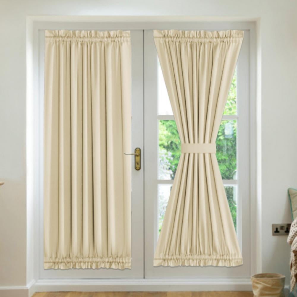 Thickened Plain-style French Door Curtain Panel Linen Look French Door