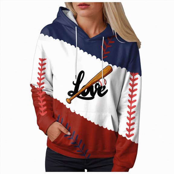 Godom Womens Baseball Hoodie Baseball Sweatshirts Long Sleeve Tops Lightweight Hoodie