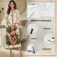 thumbnail image 6 of FKELYI Christmas Highland Cow Musical Note Print Women Zip Up Robe Nightgowns Comfy House Coats Full Length House Dress Long Sleeve Bathrobe with 2 Pockets Sleepwear, M, 6 of 6