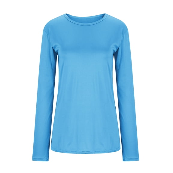 Yijfswar Women's Long Sleeve Shirts Soild Color Tunic Crewneck Shirts Tops Business Casual Blouse