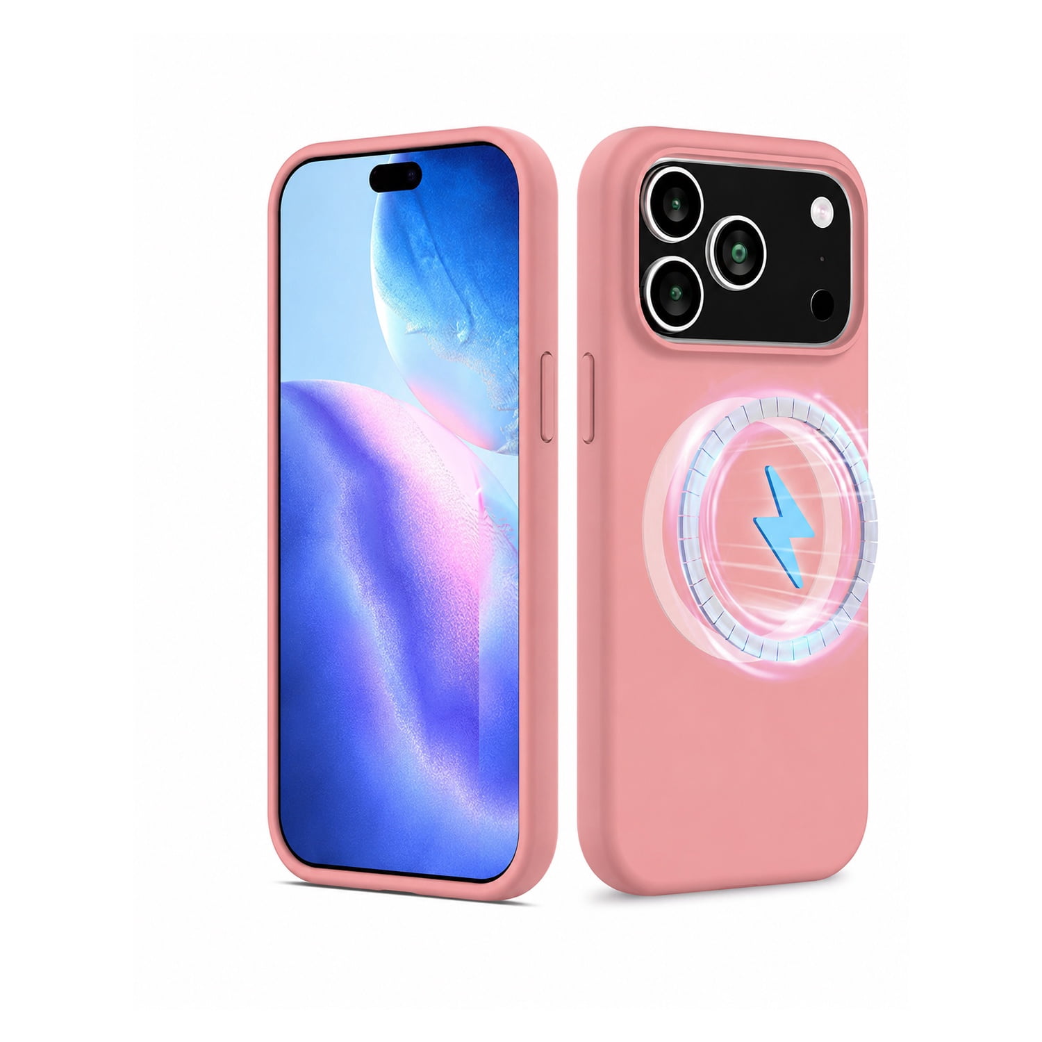 Soft Matte Silicone Back Cover for iPhone 17 Pro Max with Wireless Charge Support - Pink