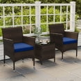 thumbnail image 1 of Gymax 3 PCS Outdoor Conversation Set w/ Cushioned Seat & Tempered Glass Tabletop, 1 of 10