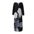 thumbnail image 4 of Robes d'Été pour Femmes 2023 Robe Longue Décontractée Aguichant Imprimée Numérique Col en V avec Poches Robe à Manches Longues Robes de Mariage pour Femmes 2023 en Liquidation, 4 of 5