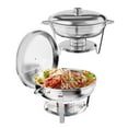thumbnail image 4 of Kojooin Plats Ronds Frotteurs pour Buffet 2 Pack, Serveurs et Réchauffeurs en Acier Inoxydable 5QT avec Couvercle Ensemble Complet, Réchauffeurs de Nourriture pour Restauration, Fêtes, Mariage (Argent), 4 of 8