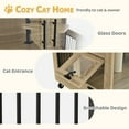 thumbnail image 3 of Lovupet Indoor Luxury Wooden Cat House Condo with Scratching Posts, Lockable Wheels, Escape Door, 3 of 7