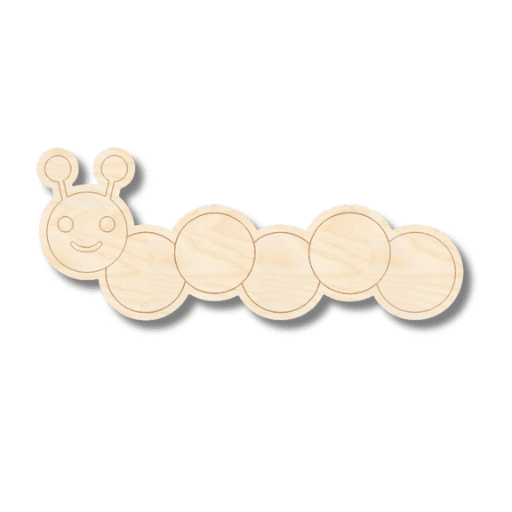 Unfinished Wood Etched Caterpillar Shape 20" / 1/4"