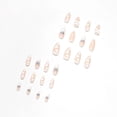 thumbnail image 3 of False Nail Tips Fake Artificial Art DIY Finger Cover White Peach Graceful Bow Finished Removable, 3 of 4