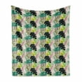 thumbnail image 1 of Botanical Soft Flannel Fleece Throw Blanket, Jungle Tropical Palm Leaves Banana Tree Pattern, Cozy Plush for Indoor and Outdoor Use, 70" x 90", Multicolor, by Ambesonne, 1 of 5