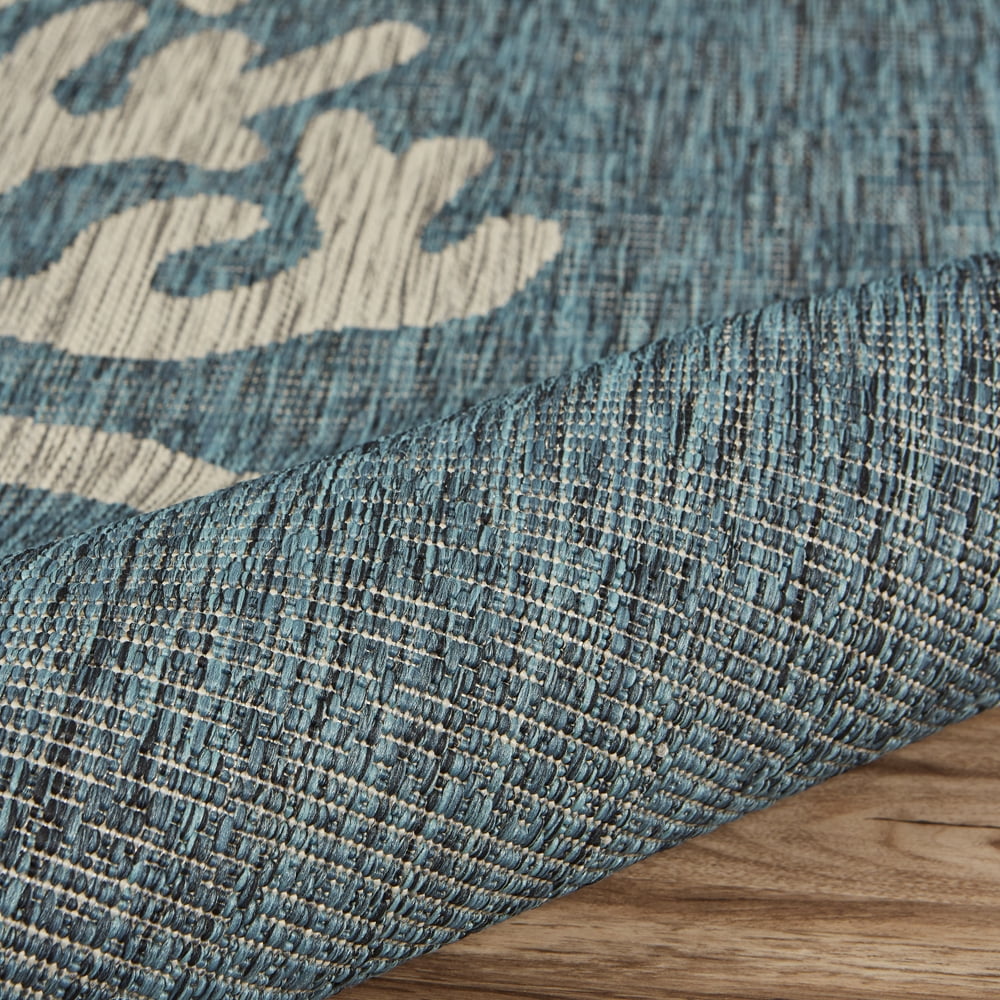 Ox Bay Carmindy Coastal Coral Reef Indoor / Outdoor Area Rug, Blue/Gray, 5' x 7'