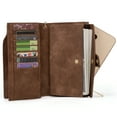 thumbnail image 5 of UTO Wallets for Women Vegan Leather RFID Blocking Trifold Purse Card Holder Ladies Clutch Phone Wristlet(Brown Retro), 5 of 7