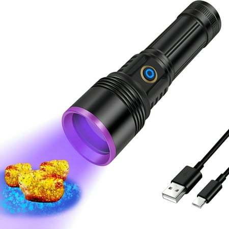 HIBIBUD 30W 365nm UV Flashlight USB Rechargeable UV Light High Power Black Light Flashlight for Pet Urine Detection Resin Curing Minerals Blood Tracking Scorpion Rockhounding Yooperlites A/C Leak