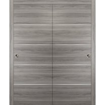 Closet Sliding Doors 56 x 80 | Planum 0020 Ginger Ash | Top Mount Sturdy Heave Hardware Set Kit | Bedroom Wardrobe Solid Wooden Flush Panel Door