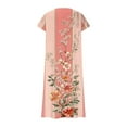 thumbnail image 5 of Taylonsss Womens Fashion Floral Print Short Sleeve V Neck Flowy Long Dress Casual Beach Resort Outfit, 5 of 5