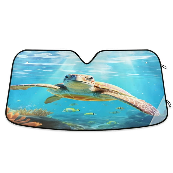 ALAZA Big Sea Turtle Windshield Sun Shade Car Foldable Sun Visor Block UV Rays Protector 55"x27.6"