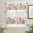 thumbnail image 2 of Watercolor Floral Kitchen Curtains and Valances Set, Rod Pocket Curtains Tier Farmhouse Window Curtains 36 Inch Length, Orange Poppy Wild Flower Botanical 3 Piece Kitchen Curtains Set, 2 of 6