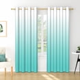 thumbnail image 4 of Nanqianyi Teal Ombre Blackout Curtains for Bedroom Living Room, Thermal Insulated Teal White Gradient Drapes Grommet Top, Set of 2 Panels, 52"W x 96"L, 4 of 7