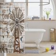 thumbnail image 3 of Rustic Windmill Farmhouse Fabric Shower Curtain,Hummingbird Farm Cow Shower Curtain Rooster 72" W X 84" Cabin Country Lodge Windmill Decor Vintage Barn Door Wooden Plank Waterproof Bathroom Curtains, 3 of 4