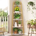thumbnail image 5 of Tribesigns 70-Inch Tall Industrial Corner Bookshelf, 5-Tier Ladder Shelf Plant Stand, 5 of 7