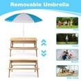 thumbnail image 2 of Kids Picnic Table with Umbrella, Outdoor Kids Picnic Table, Wooden Convertible Picnic Table for Sand & Water Play, Toddler Picnic Table, 2 of 7