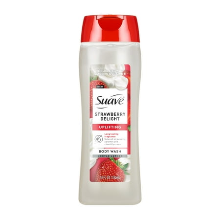Suave Strawberry Delight Uplifting Body Wash, With Glycerin &Amp; Vitamin E, 18 Oz