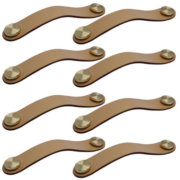 Leather Cabinet Pulls 8 Pack, Soft Grip Drawer Handles with Mounting Screws, Modern Furniture Hardware, Extended Length Door Pulls for Kitchen Cabinets, Dresser Drawers