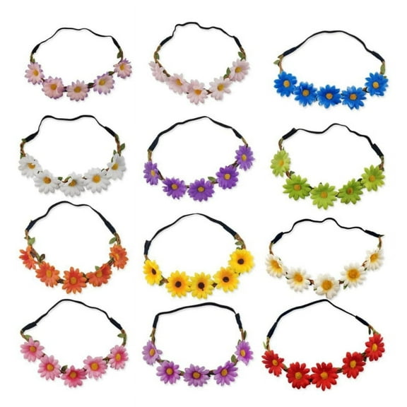 Pack of 12 Flower Headbands,Hair Wreaths Girls Breath Crown Flower Girl Crown Floral Headband for Women Wedding Crown