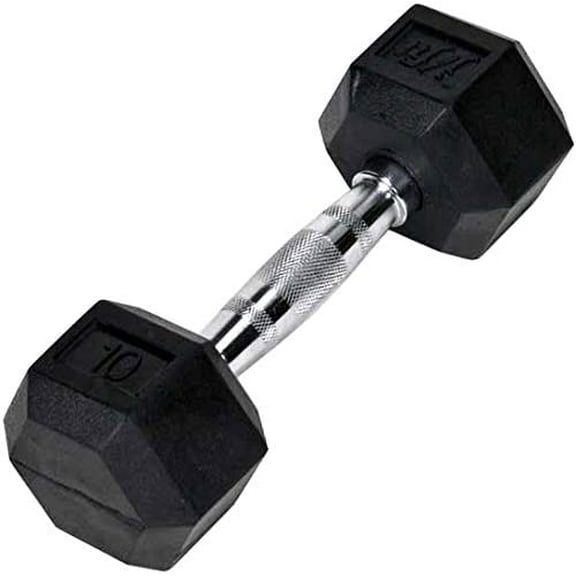 JFIT Rubber Hex Dumbbells - 8 Size Options - Hex Shaped Heads Prevent Rolling and Injury - Ergonomic Hand Weights for Exercise, Muscle, Strength and Weight Training