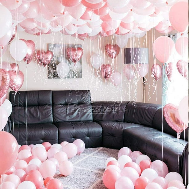 Set de ballons d'anniversaire,Or rose Happy Birthday ,Décoration d' anniversaire avec ballons en plastique et confettis