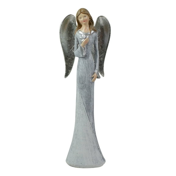 6.5" Gray and White Angel Figure Holding a Star