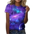 thumbnail image 2 of Teissuly Women's Casual Round Neck Sky Printed Short Sleeved Top, 2 of 5