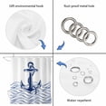 Blue White Anchor Shower Curtain, 48"x72", Nautical Navy Blue Ocean ...
