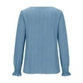 thumbnail image 5 of Yuzhih Women's Puff Long Sleeve Shirts Casual Baggy V Neck Blouses Tops Lightweight Fall Textured Tops, 5 of 6