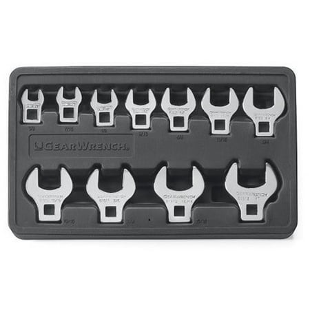 GearWrench 81908 11-Piece 3/8 in. Drive SAE Crowfoot Non-Ratcheting Wrench Set