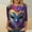 1-Purple, variant on successthop Mardi Gras Womens Plus Size Tops 3/4 Sleeve Crew Neck Polyester Casual Mask Printed Mardi Gras Celebrations Blouse Tops for Mardi Gras Event Purple L