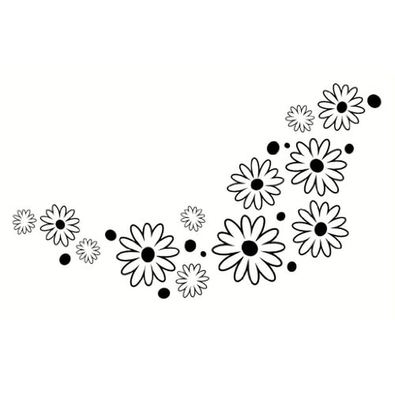 Flowers and Dots Floral Wall Vinyl Sticker Decals Set 28 pc Package 10 - 1 - Black