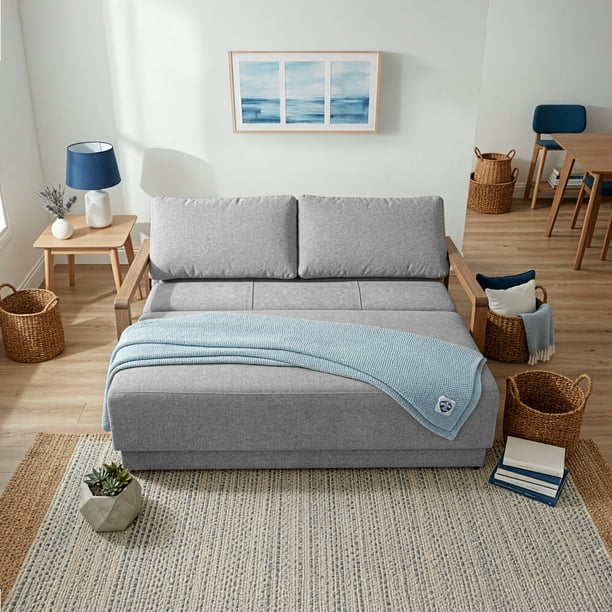 Sofá Cama Lucca matrimonial Spring Air, con almacenamiento color Gris