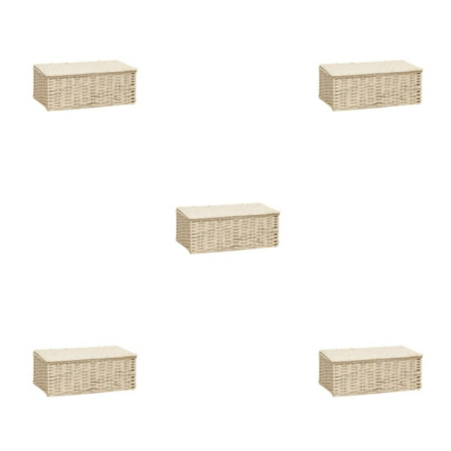 relayinert Paper Rattan Storage Basket - Durable And Convenient For Anywhere Wide Storage Container High-capacity Makeup Organizer Beige Large 36*26*15 5Set