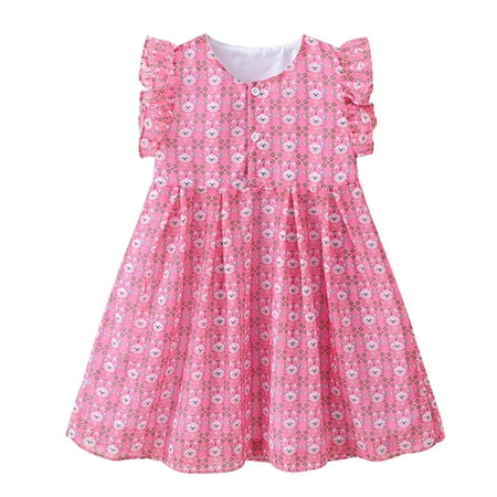 

MELDVDIB Toddler Girl Dress Bohemia Ruffle Sleeveless Cute Sweet Cartoon Princess Toddler Girl Clothes on Clearance