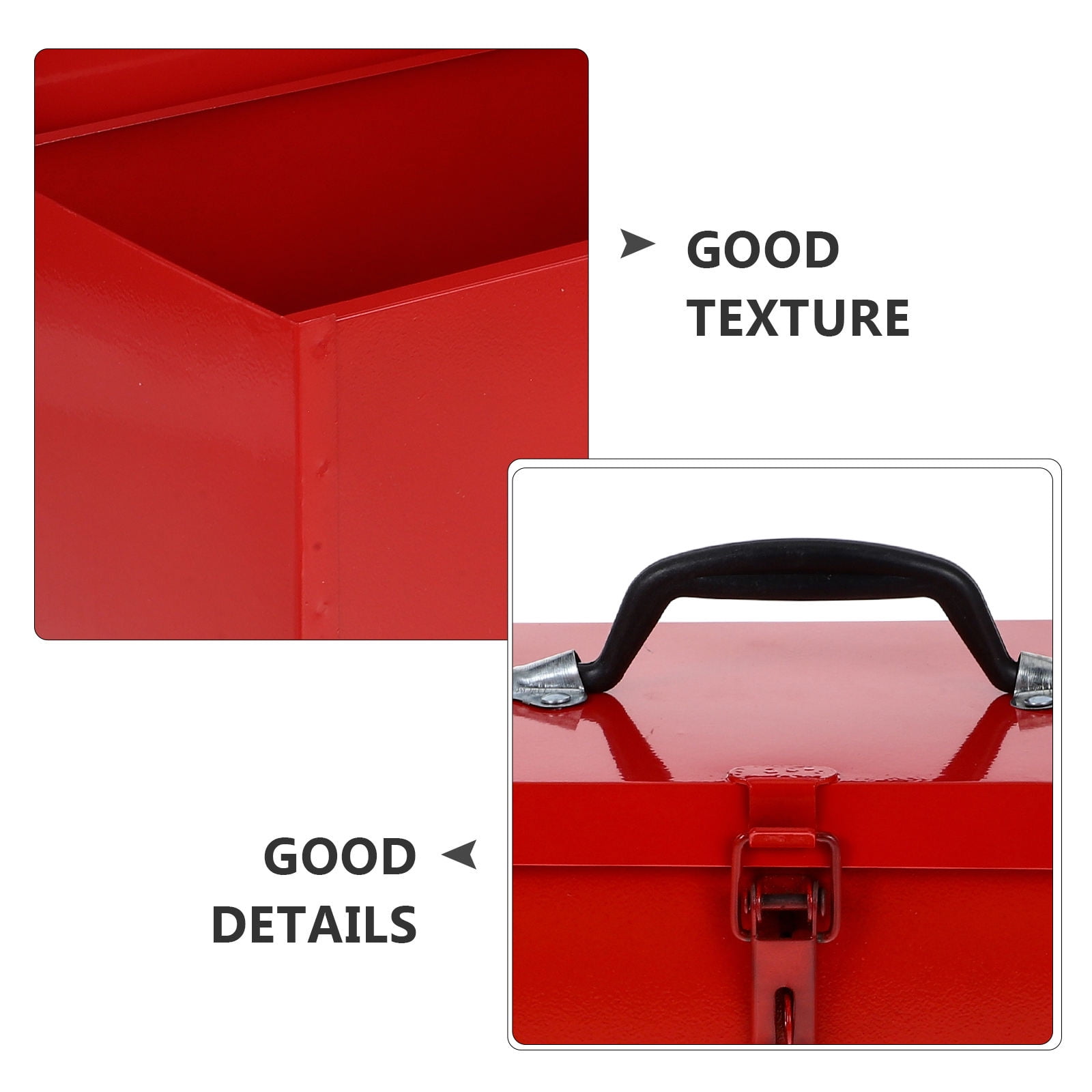 IDEANATEGRATE 1Set Red Metal Tool Box for Household Tools and Portable Use 39.0X16.0X13.0Cm