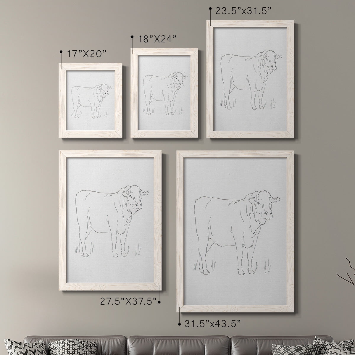 Limousin Cattle I - Premium Framed Canvas 2 Piece Set - Ready to Hang