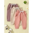 thumbnail image 2 of Suealasg Baby Girls 3-Pack Pants Infant Girls Spring Sweatpants Toddler Girls Fall Active Joggers Pants Kids Girls Casual Athletic Trousers Solid Color Pocket Bottoms, 2 of 8