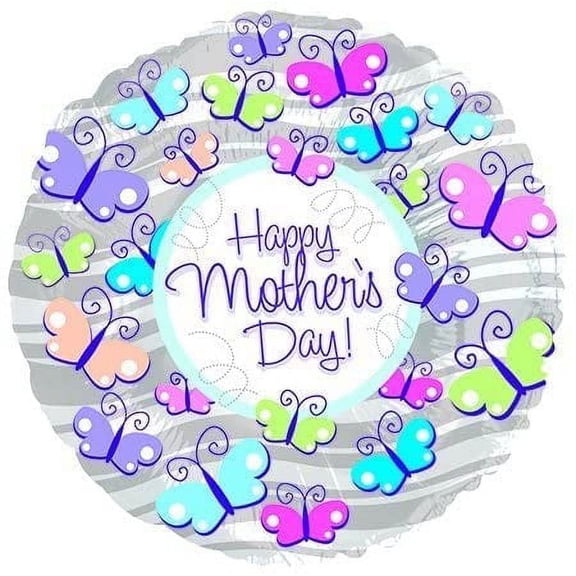 PMU Mother's Day 17 Inch Mylar Balloon Butterflies Pkg/1