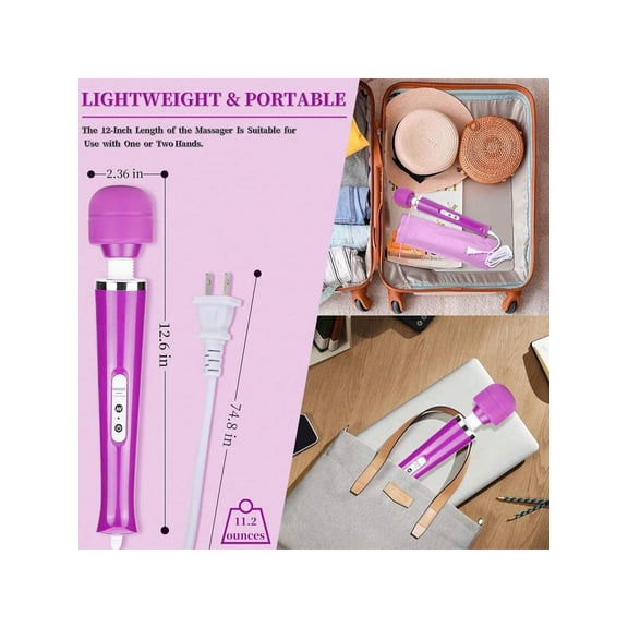 Mini Personal Massager for Women, Handheld Cordless Massager Wand with 10 Vibration Levels, IPX7 Waterproof Body Massager for Neck Back Shoulders Legs Feet, Home and Travel Use