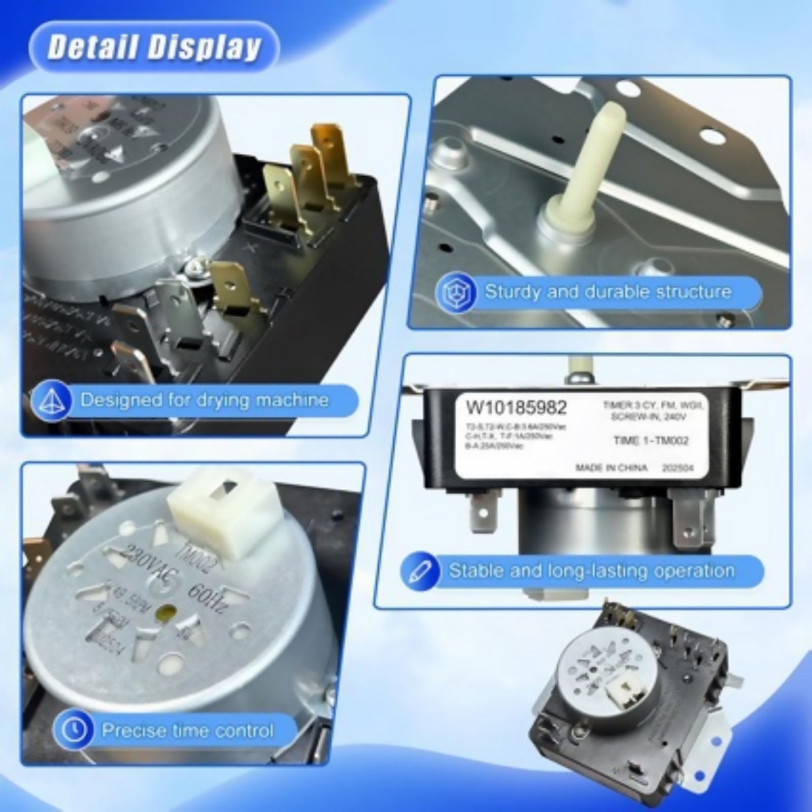 GUYUTING Dryer Timer Replacement W10185982 230VAC 60HZ Tested For Maytag Kenmore Admiral Dryer Maintenance