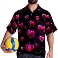 thumbnail image 4 of Valentine's Day Love ECG Men's Short Sleeve Hawaiian Beach Shirts, Casual Printed Button Down Spread Collar Tops, Summer Unisex Style, 4 of 6